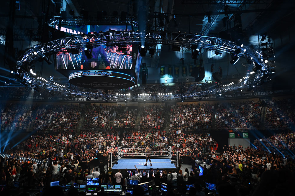 Recinte de l’Olimpic Arena de Badalona durant la vetllada de WWE SmackDown 2026