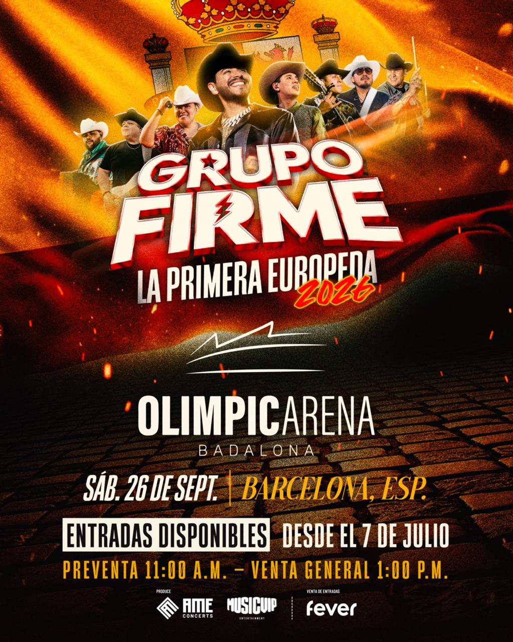 Grupo Firme en concierto en el Olimpic Arena de Badalona, Barcelona